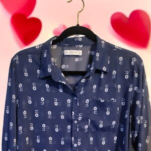 Abercrombie & Fitch Navy Floral Button Down Shirt